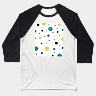 teal watercolor gold dots circles design Baseball T-Shirt